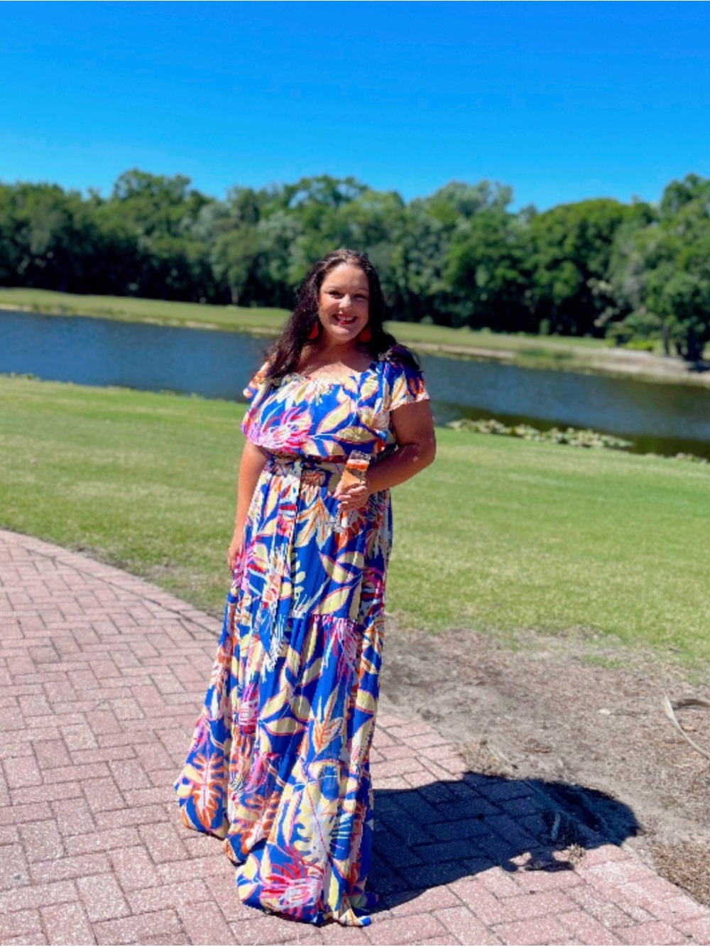 Perfectly Posh Navy Tropical Print Maxi Dress